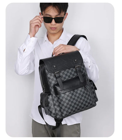 Vivolux | Trendiger Karierter Business Vielseitiger Herren Rucksack Reisen Große Kapazität Luxusmarken Design Rucksack Herren PU Leder Schulranzen