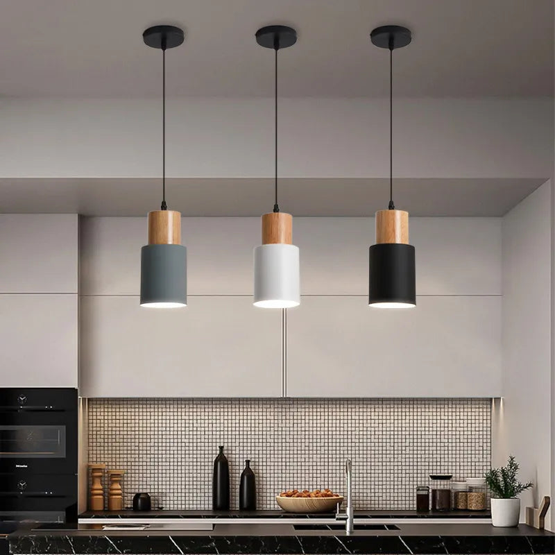 Vivolux | Nordische LED-Pendelleuchten aus Metall und Holz - Moderne Hängelampen für Esszimmer und Küche