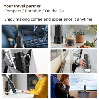 Vivolux | Tragbare Kaffeemaschine Espressomaschine Handpresse Kapsel gemahlener Kaffeebrüher tragbar für Reisen und Picknick, BioloMix