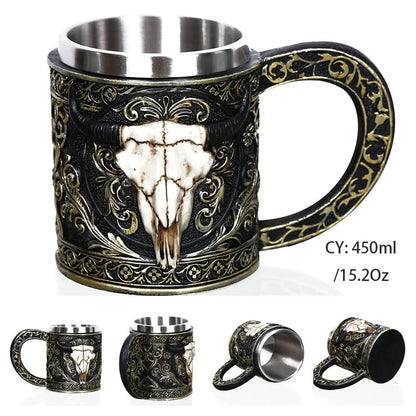 Vivolux | Mittelalterlicher Drachenharz-Edelstahlbecher als Kaffeebecher oder Teebecher