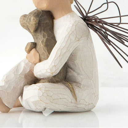 Vivolux | Statuette aus Kunstharz, Menschen, Familienfiguren, Skulptur, Figuren für Heimdekoration, Tischdekoration, Wohnzimmer, Engel, Umarmung, Hund, Vater, Kind