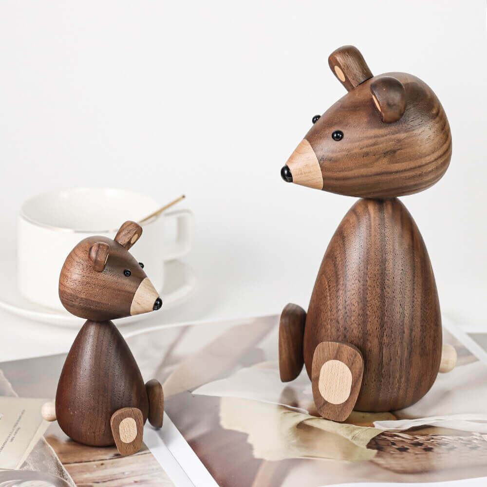 Vivolux | Dänische Holzbraune Bärenfamilie Ornamente