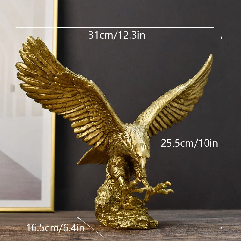 Vivolux | Resin Goldener Adler Statue Kunst Tier Modell Sammlung Ornament Zuhause Büro Schreibtisch Feng Shui Dekor Figuren einfach