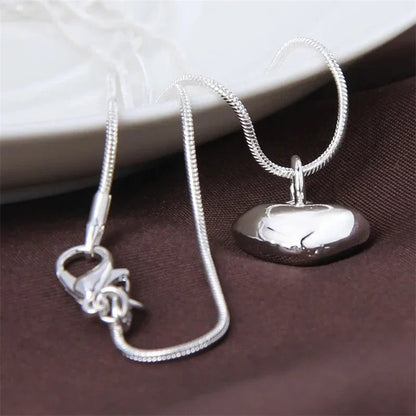 925 Sterling Silber Solide Kleine Herzanhänger Halskette 16-30 Zoll Schlangenkette Für Frauen Hochzeit Charm Mode Schmuck