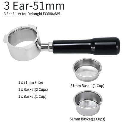 Vivolux | 51mm Kaffee Boden Siebträger Für Delonghi EC680 EC685 Ersatz Filter Korb Espresso Maschine Griff Cafe Zubehör