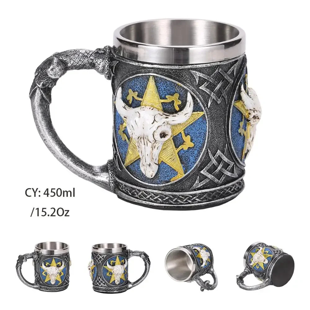 Vivolux | Mittelalterlicher Drachenharz-Edelstahlbecher als Kaffeebecher oder Teebecher