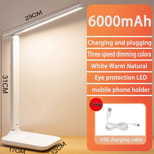Vivolux |  LED Tischlampe | Wiederaufladbar 6000mAh | Stufenlos dimmbar | Faltbare Schreibtischlampe mit Touch