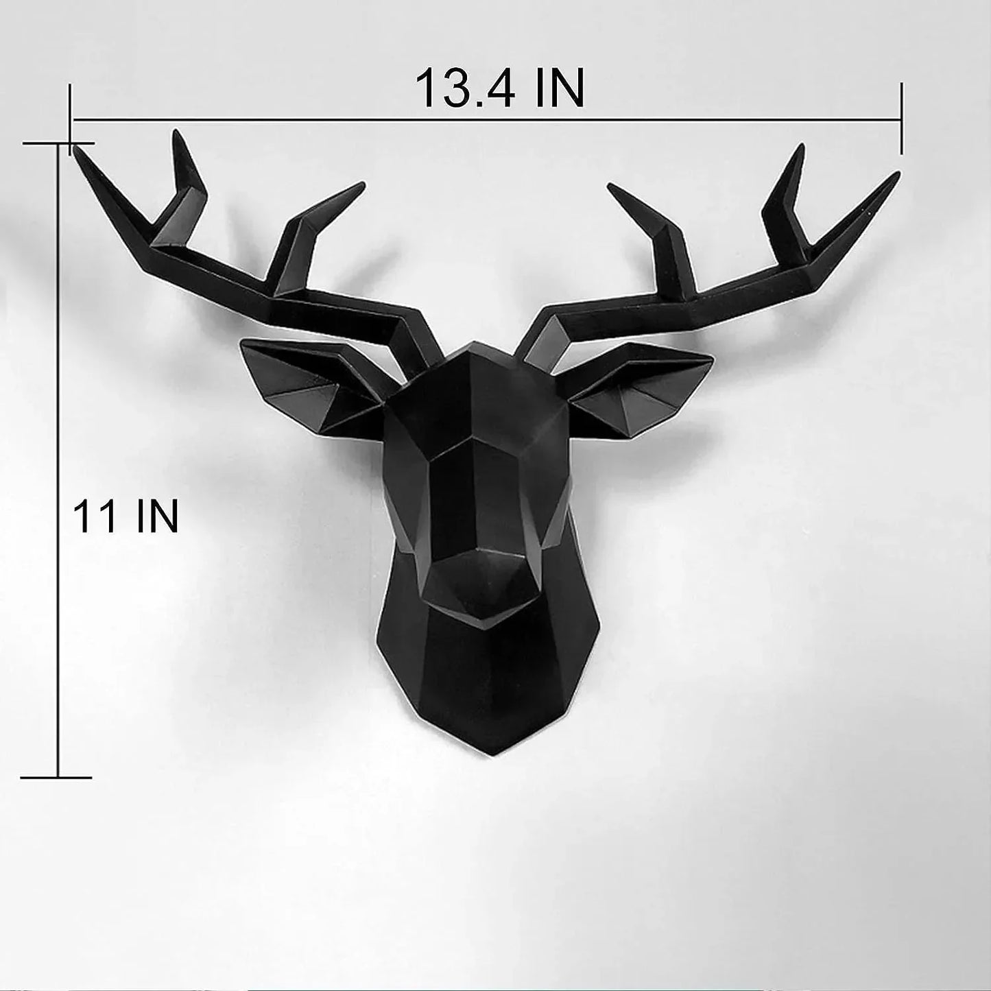 Vivolux | 3D-Hirschkopf-Skulptur, geometrisches Kunstharz, Tier-Hirschkopf-Wanddekoration, moderne Heimdekoration, luxuriöse dekorative Wanddekoration
