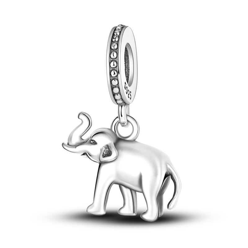 Vivolux | 925 Silber Goldener Leopard Charms Perlen Bunte Chamäleon Nashorn Löwe Skarabäus Katze Anhänger Passend für Original Pandora Armband Schmuck