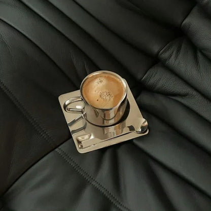 Edelstahl Kaffeetasse und Tablett
