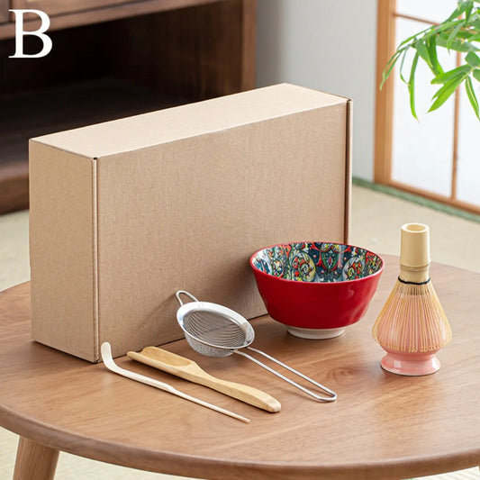 Japanisches 6-teiliges Matcha Tee Set – Hochwertiges Tee Geschenkset mit Schüssel und Schneebesen für perfekte Zubereitung-1