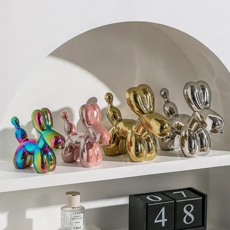 Vivolux | Nordic Keramik Ballon Hund Skulptur Gold Tier Dekorationen Statue Wohnzimmer Ornamente Kreative Desktop Ornament Wohnkultur