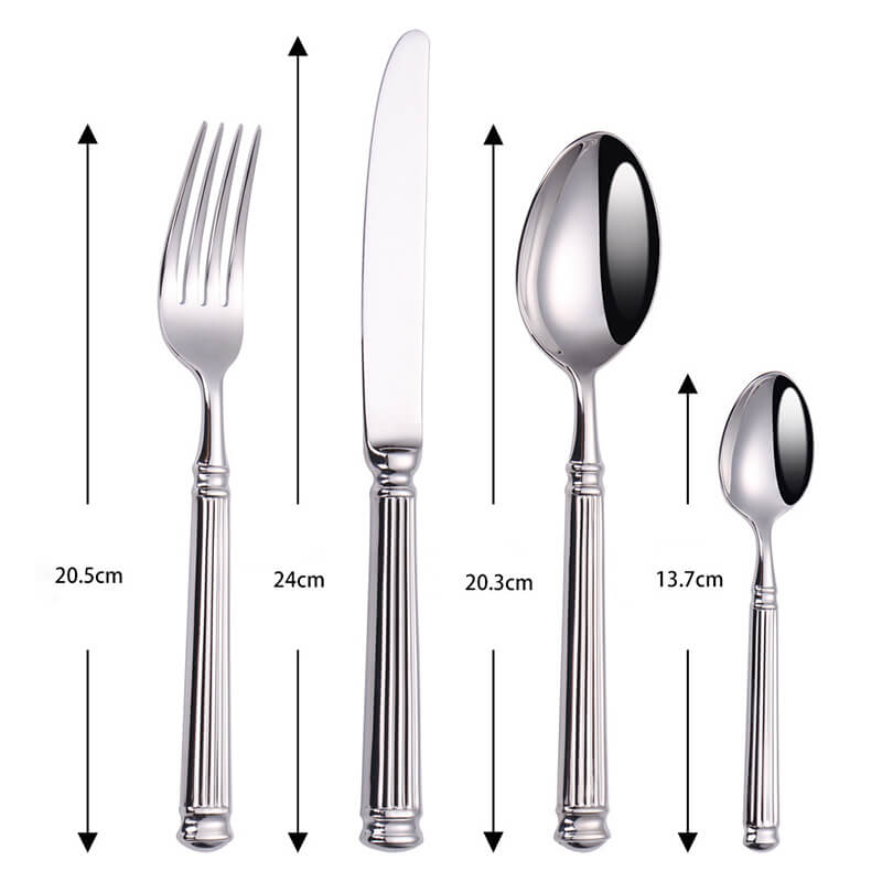 Vivolux | Einfach gestreiftes Besteck 4 Teile Set