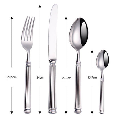 Vivolux | Einfach gestreiftes Besteck 4 Teile Set