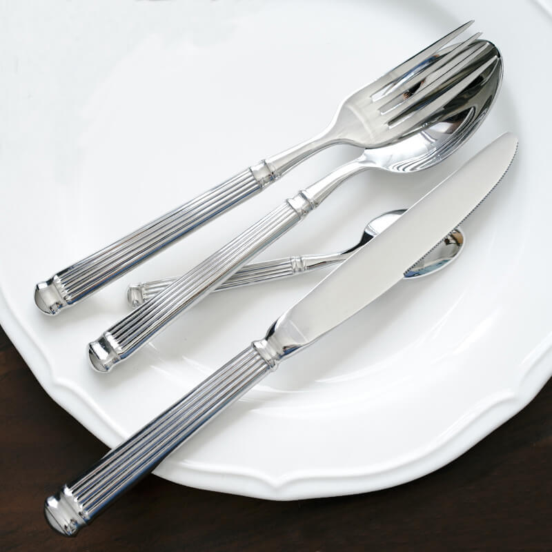 Vivolux | Einfach gestreiftes Besteck 4 Teile Set