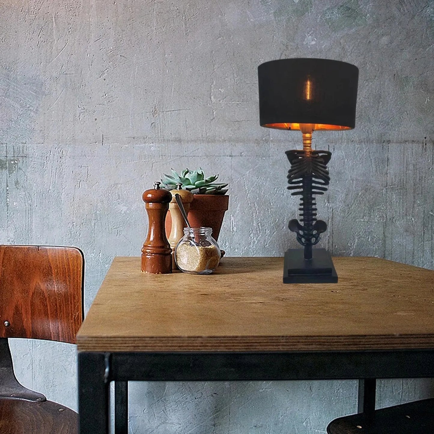 Vivolux | Handgefertigte Gothic Skelett Tischlampe