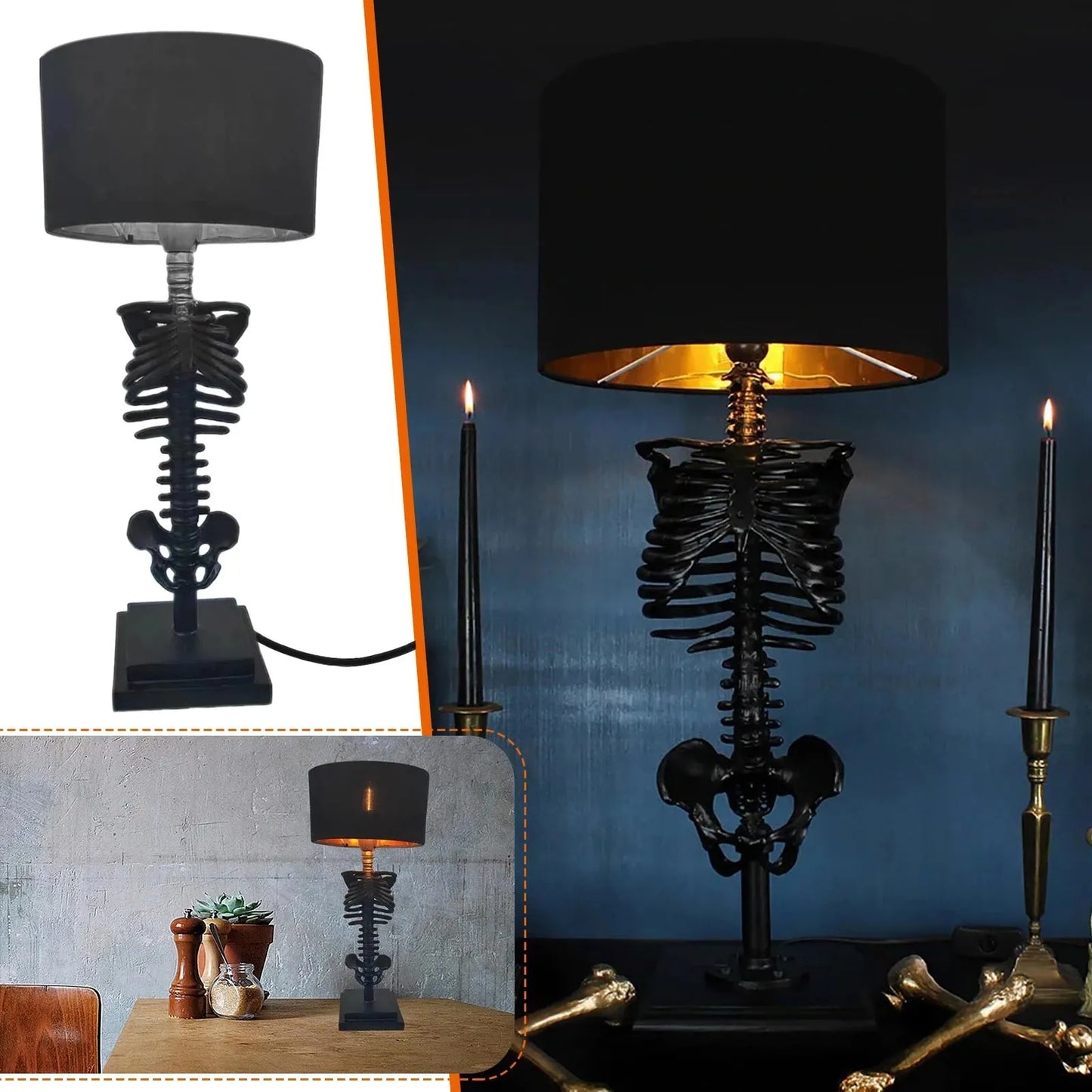 Vivolux | Handgefertigte Gothic Skelett Tischlampe