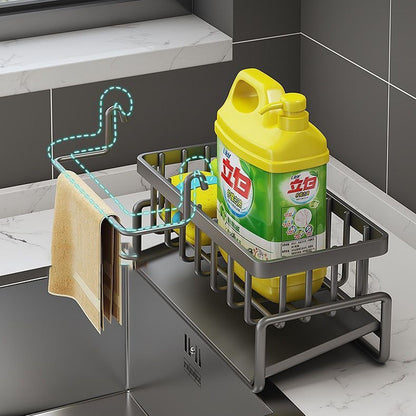 Rostfreier Edelstahl Spülen Organizer Regal - Küchen-Schwamm, Seife, Geschirrtuch Halter Regal Korb