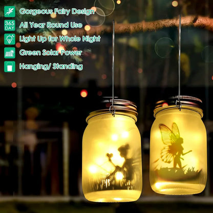Vivolux | Glas Fee Lampe - Solar Einmachglas Laterne, IP65 Wasserdicht Außen Hängeleuchte