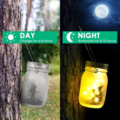 Vivolux | Glas Fee Lampe - Solar Einmachglas Laterne, IP65 Wasserdicht Außen Hängeleuchte
