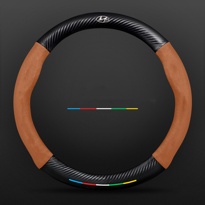 Anti-Rutsch 3D Prägung Kohlefaser Leder Auto Lenkradbezug Universelle Passform