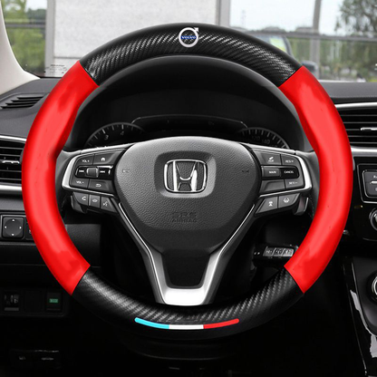 Anti-Rutsch 3D Prägung Kohlefaser Leder Auto Lenkradbezug Universelle Passform