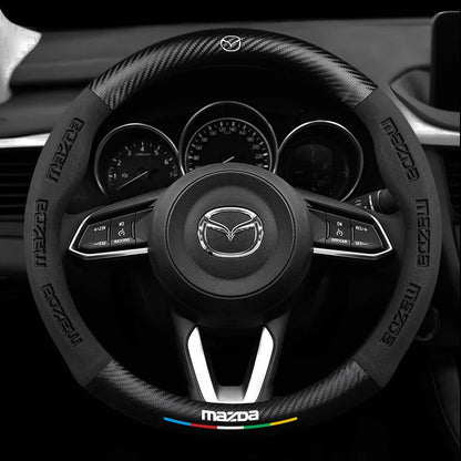 Anti-Rutsch 3D Prägung Kohlefaser Leder Auto Lenkradbezug Universelle Passform