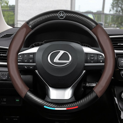 Anti-Rutsch 3D Prägung Kohlefaser Leder Auto Lenkradbezug Universelle Passform