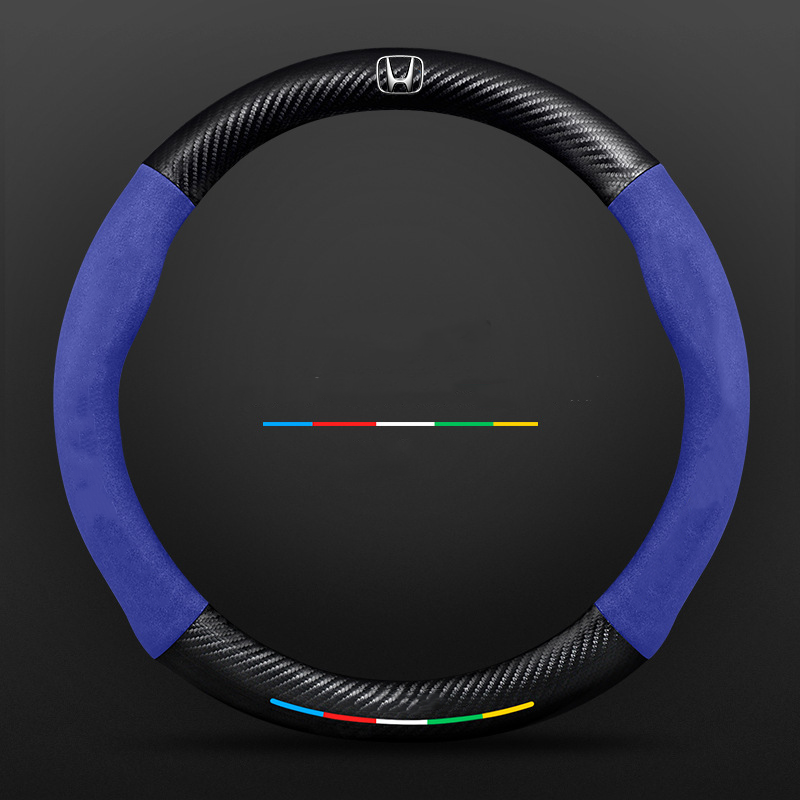 Anti-Rutsch 3D Prägung Kohlefaser Leder Auto Lenkradbezug Universelle Passform