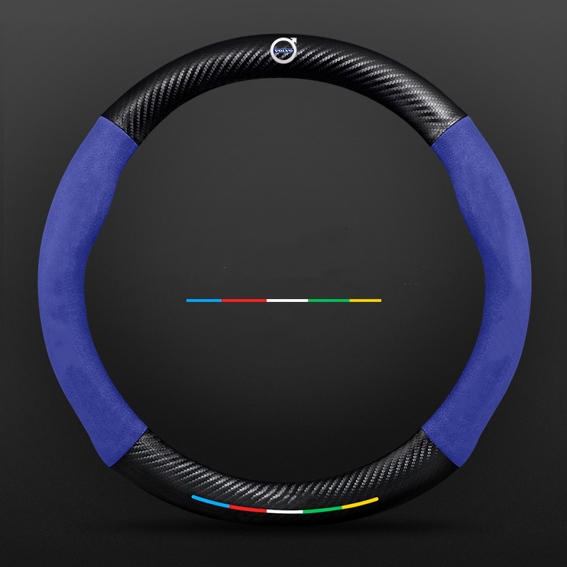 Anti-Rutsch 3D Prägung Kohlefaser Leder Auto Lenkradbezug Universelle Passform