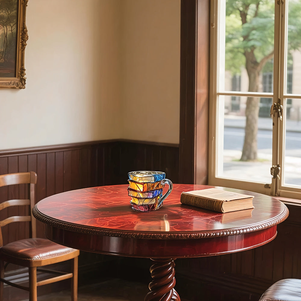 Vivolux | Glas-Kaffeetasse 350 ml mit dreidimensionalem Buchmuster – Handgefertigt, hochwertiges Glas