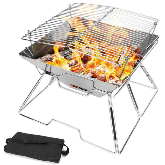 Vivolux | Hebbarer Grill Camping Edelstahl Klappgrill Holz Kohle Grill