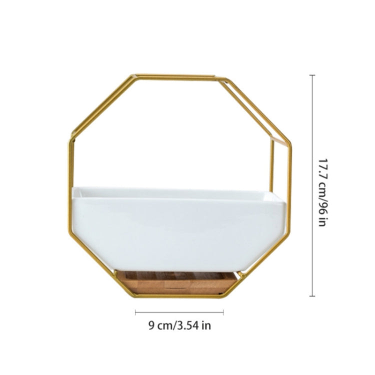 Vivolux | Einfaches octagonales geometrisches Wandhängen Tisch Sukkulenten Platauf bamboo Unterstützung Eisenrahmen Blumentopf (schwarz)