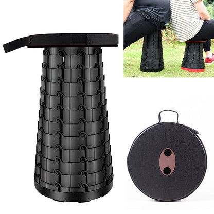 Vivolux | Outdoor Tragbarer Klappbarer Teleskopischer Kunststoffhocker Camping Angeln Gartenhocker (Schwarz)