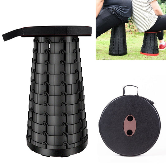 Vivolux | Outdoor Tragbarer Klappbarer Teleskopischer Kunststoffhocker Camping Angeln Gartenhocker (Schwarz)