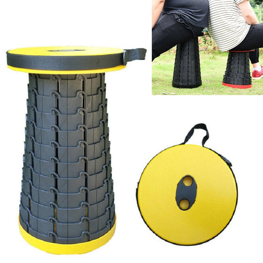 Vivolux | Outdoor Tragbarer Zusammenklappbarer Teleskopischer Kunststoffhocker Camping Angeln Gartenhocker (Gelb)