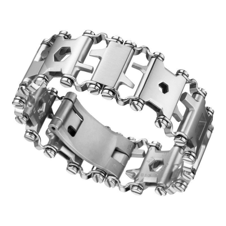 Vivolux | Multifunktionales Edelstahl Outdoor Überlebenswerkzeug Armband für Männer (316L Breite Silber)