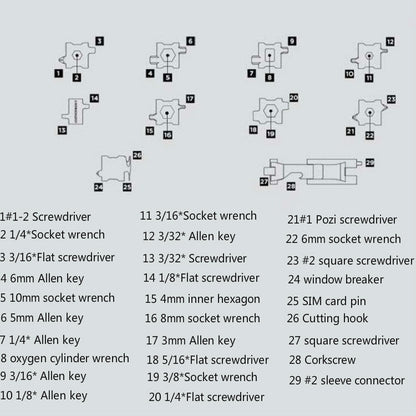 Vivolux | Multifunktionales Edelstahl Outdoor Überlebenswerkzeug Armband für Männer (316L Breite Silber)