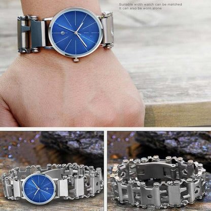 Vivolux | Multifunktionales Edelstahl Outdoor Überlebenswerkzeug Armband für Männer (316L Breite Silber)