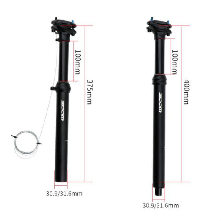 Vivolux | ZOOM Fahrrad Drahtgesteuertes Hydraulik Hebesattelrohr Mountainbike Sattelstütze, Größe:30.9mm, Spezifikation:400mm Interne Verlegung