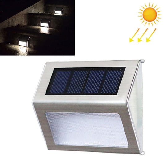 Vivolux | 2PCS Solar Edelstahl 3 LED Treppen Wandlampe Außen Gartenzaun Licht (Weißes Licht)
