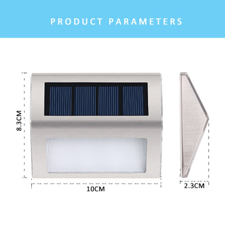 Vivolux | 2PCS Solar Edelstahl 3 LED Treppen Wandlampe Außen Gartenzaun Licht (Weißes Licht)