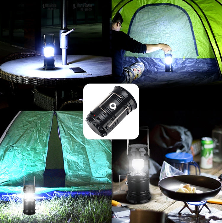 Vivolux | LED-Zeltlicht Solar aufladbare Campinglampe dehnbare multifunktionale Laterne, unterstützt USB-Ausgang, EU-Stecker (Blau)