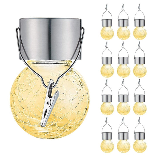 Vivolux | 12 PCS Knackball Solar-Kronleuchter Außen Garten Innenhof Ferien Dekorationslicht mit Clip (Warmweißes Licht)