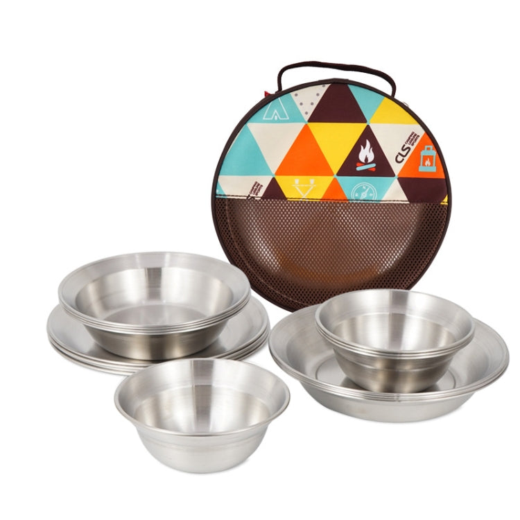 Vivolux | 16 PCS / Set CLS Outdoor Edelstahltischgeschirr Tragbares Camping Abendessen Schüssel Teller Set
