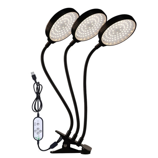 Vivolux | LED Pflanzenwachstumslampe USB Fernbedienung Clip wasserdicht Vollspektral natürliches Weiß Setzling Pflanzenlicht, Leistung: 45W Drei Köpfe