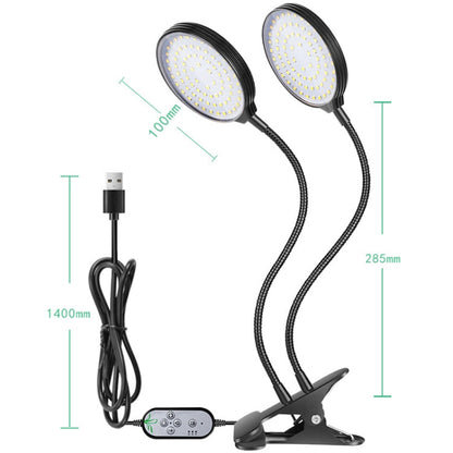 Vivolux | LED Pflanzenwachstumslampe USB Fernbedienung Clip wasserdicht Vollspektral natürliches Weiß Setzling Pflanzenlicht, Leistung: 45W Drei Köpfe