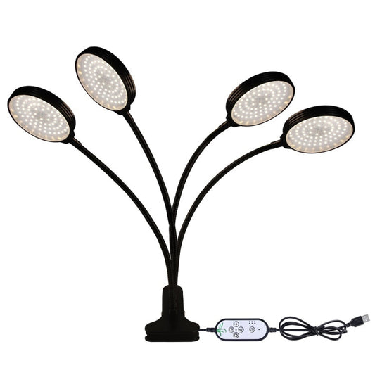 Vivolux | LED Pflanzenwachstumlampen USB Fernbedienung Clip wasserdicht Vollspektrum natürliches Weiß Sämlingspflanzenlicht, Leistung: 60W Vier Kopf