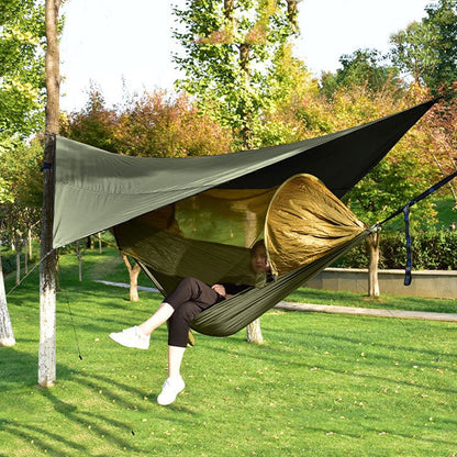 Vivolux | Strut-Moskitonetz-Hängematte Diamant-Sonnenschutz-Set Outdoor Camping Automatisch Schnell-Öffnen Anti-Mücken-Hängematten-Unterstand-Set (Armeegrün)