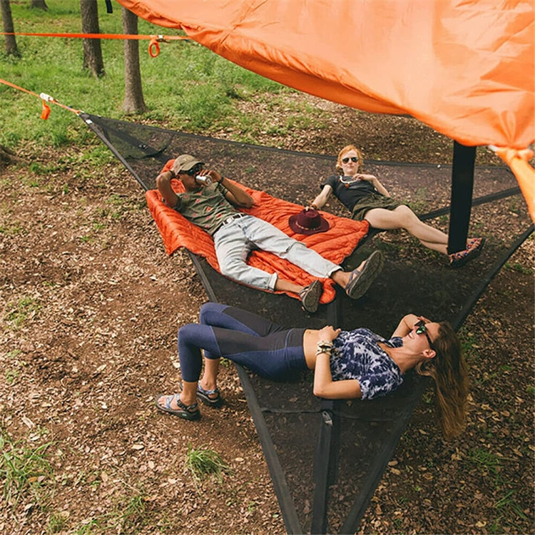 Vivolux | 2,8 m Familien Outdoor Tragbares Luftzelt Mehrpersonen Camping Dreiecks Hängematte (Schwarz)